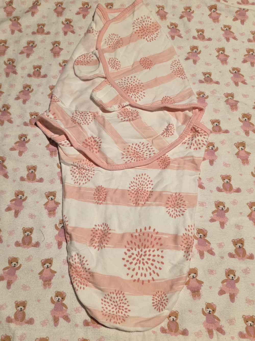 5/$20 Gilquen Baby Pink Striped Baby Swaddle with Burst Print Bodysuit
